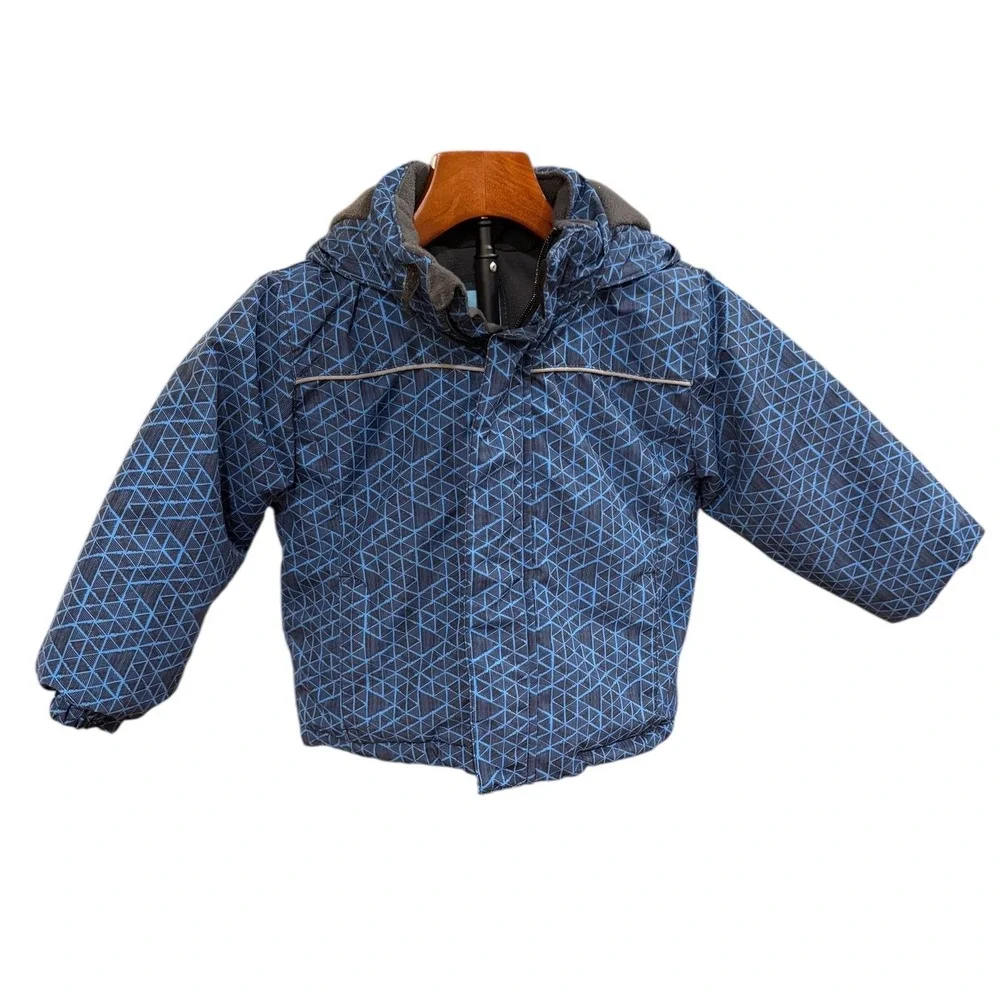 ICEBURG Outerwear Toddler Boys Blue Geometric Print Hooded Winter Jacket Size 2T